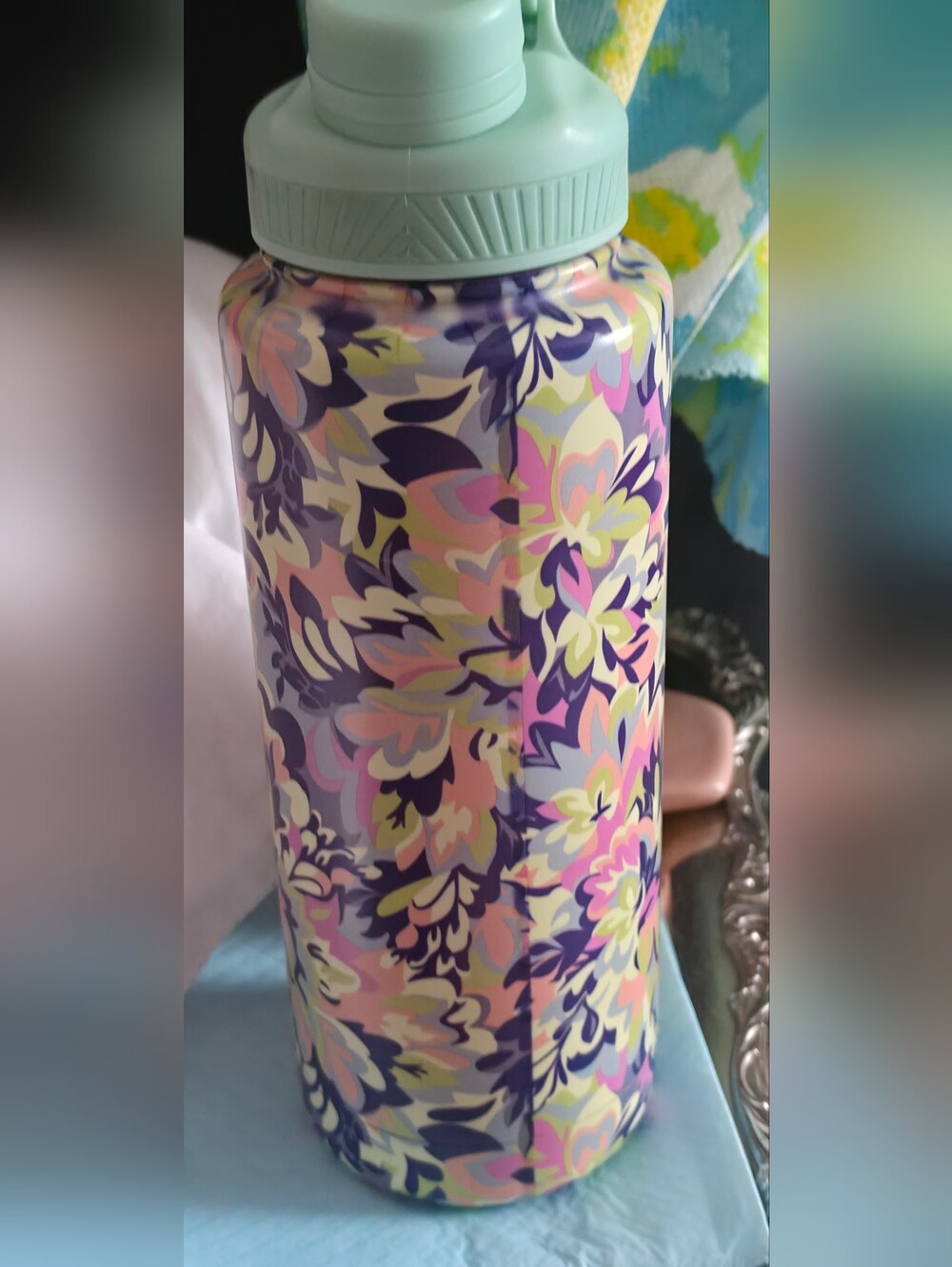 LG Mint Floral Stainless Water Bottle